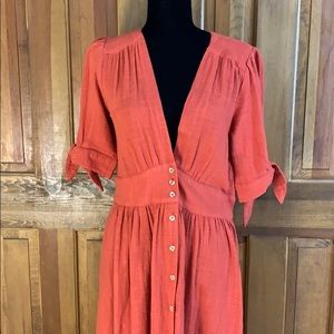 Free People Long Button Down Dress New With Tags